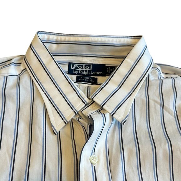 Polo by Ralph Lauren Andrew Stripe Long Sleeve Button-Down Dress Shirt Size 18 - Picture 2 of 12